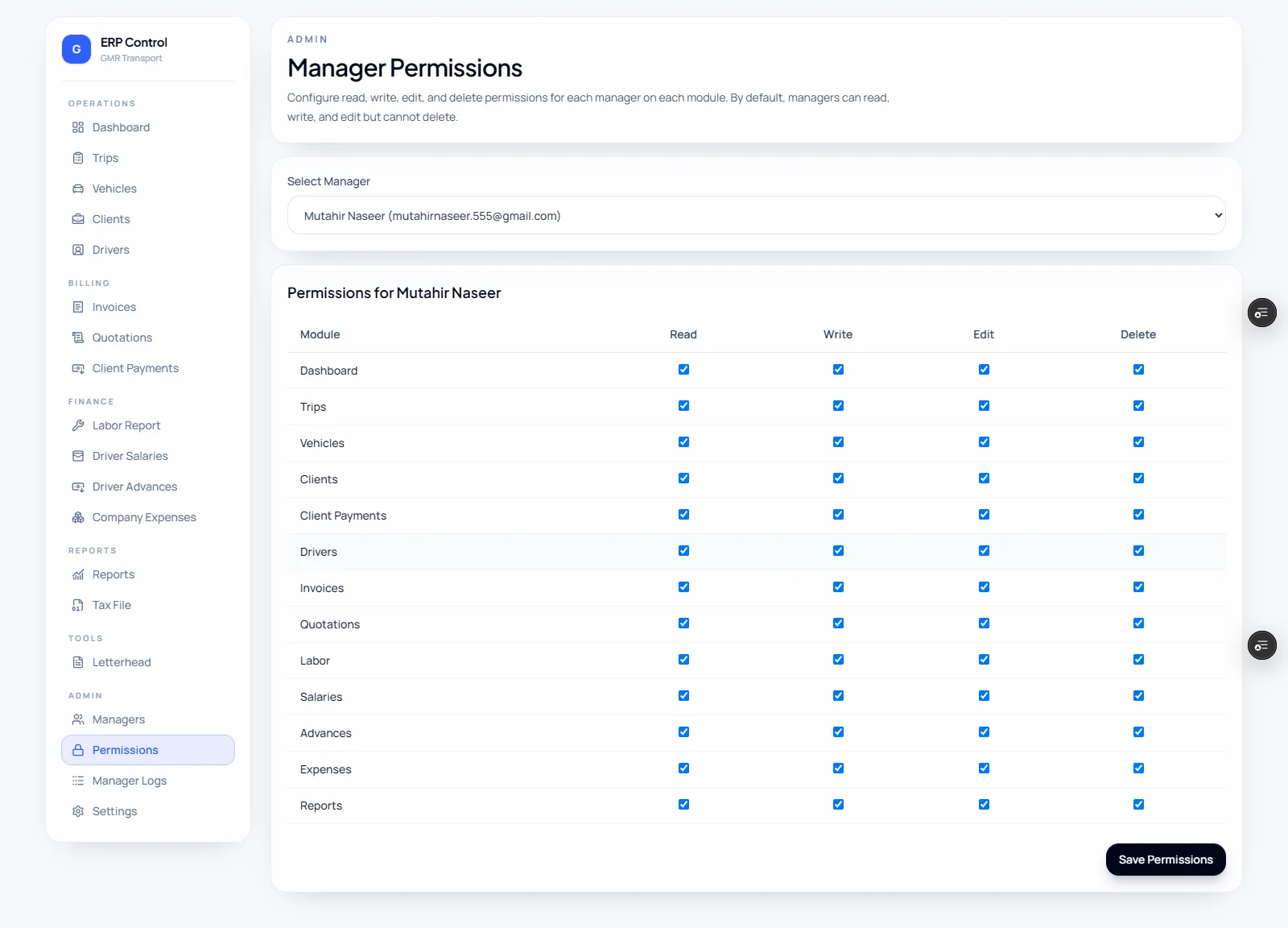GMR ERP — Role-Based Access