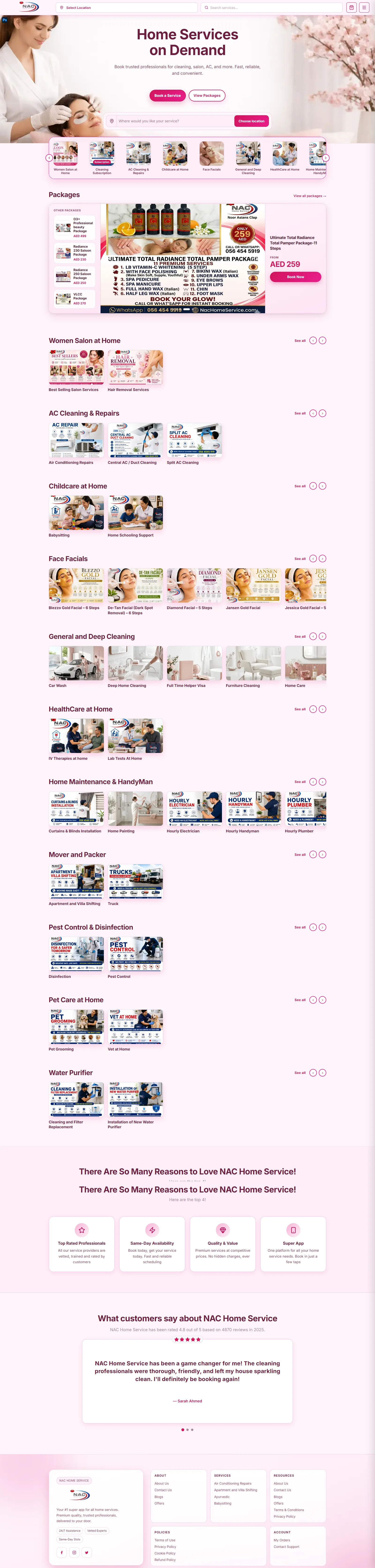 NAC Home Service desktop interface