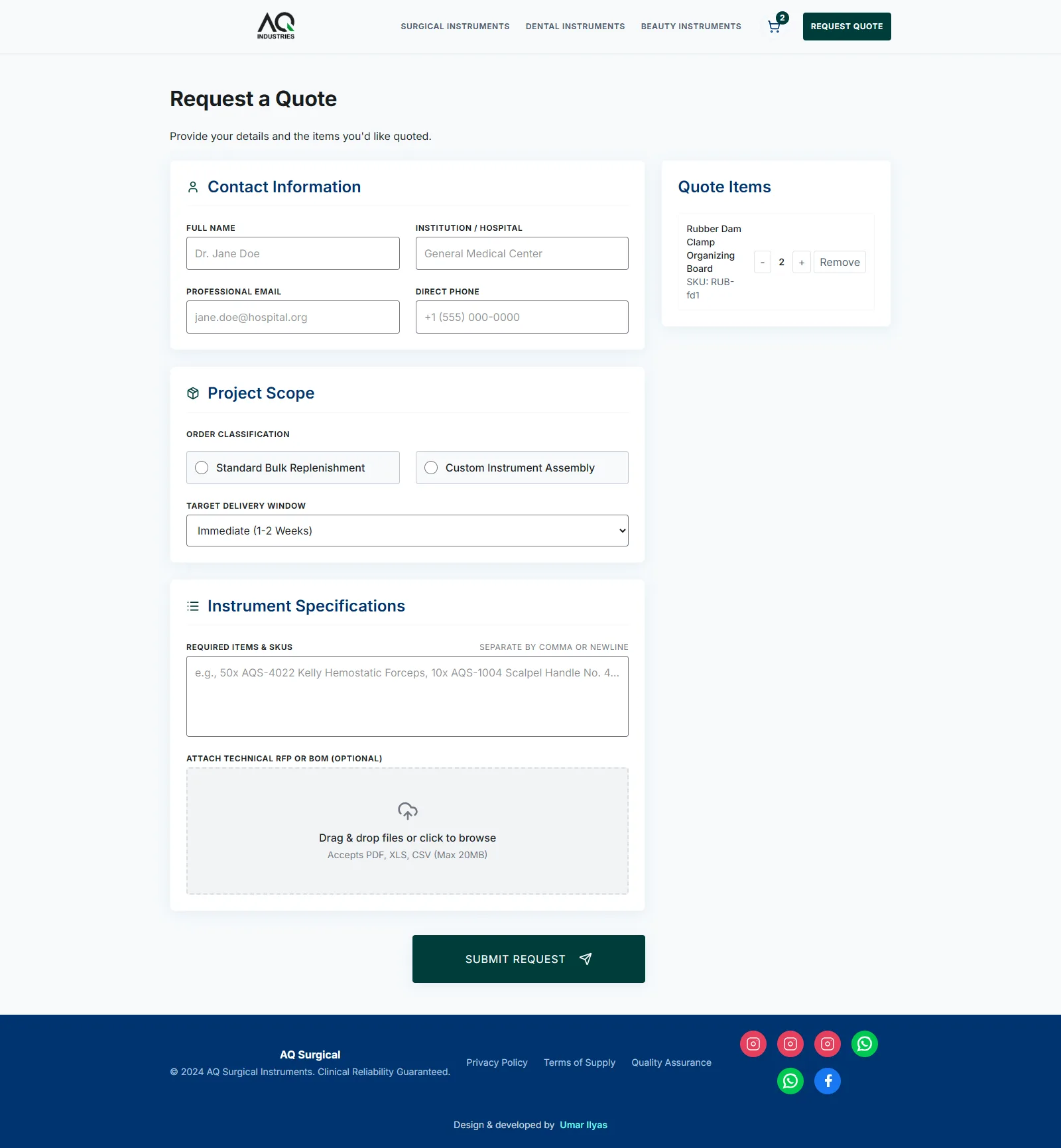 AQ Surgical — Quote Page